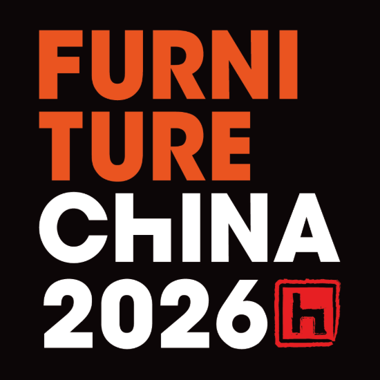Messen 5 Logo der Möbelmesse Furniture China 2026 mit orange-weißer Typografie auf schwarzem Hintergrund